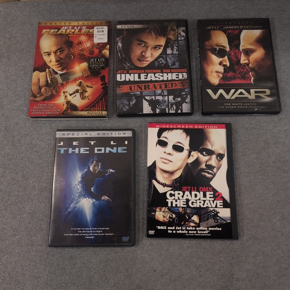 Jet Li 5 DVD Bundle Fearless Unleashed War The One Cradle 2 the Grave Action Lot - Picture 1 of 2